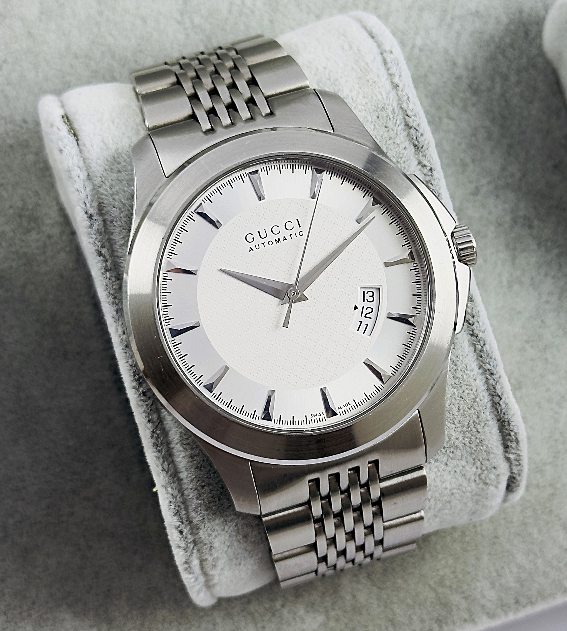 Gucci G-Timeless Automatic Steel Silver Mens Watch YA126.2/12694572